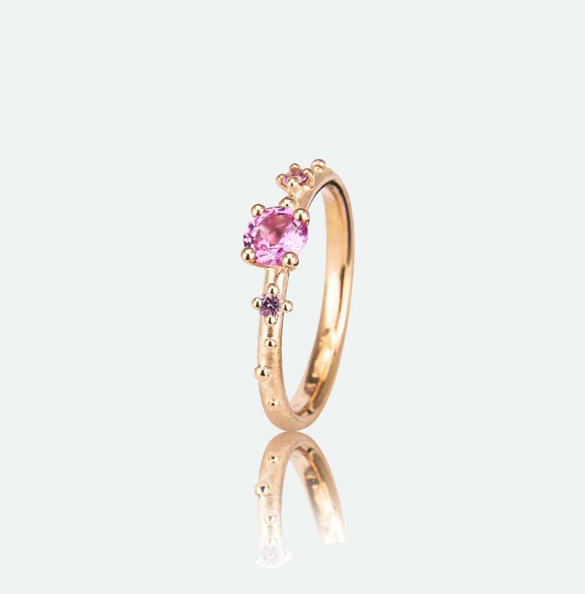 Shine Ring "Pink" in Gold mit Saphiren