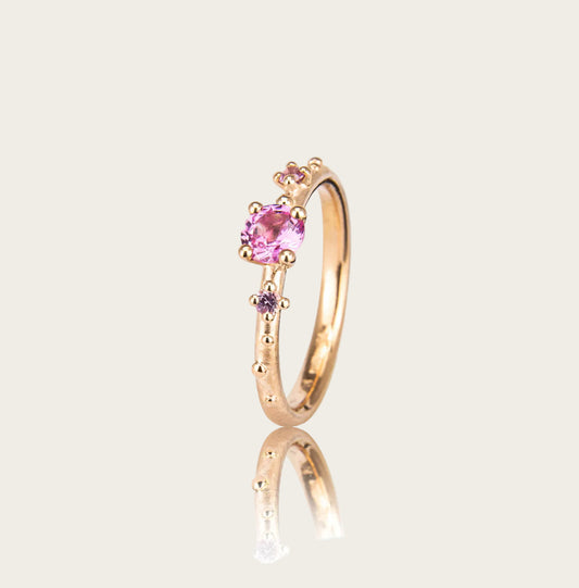 Shine Ring "Pink" in Gold mit Saphiren