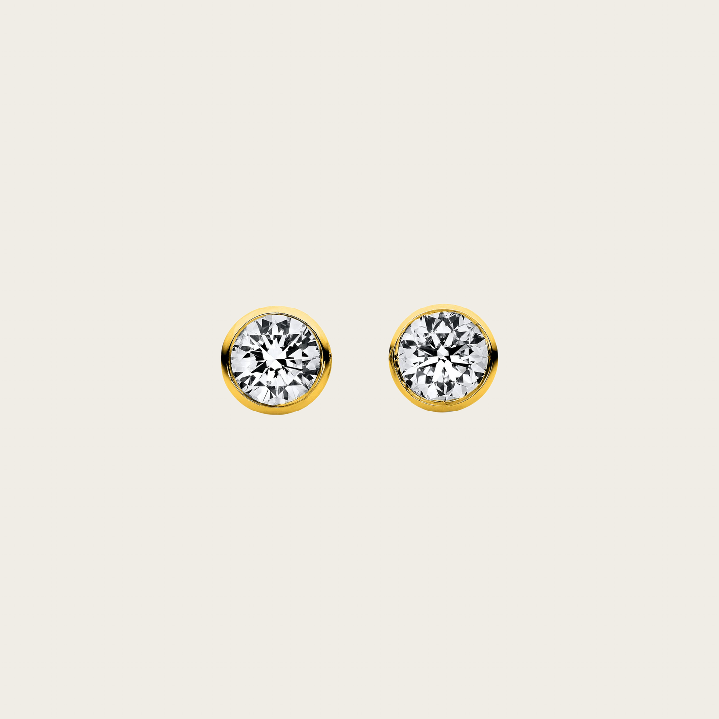 Solitaire Ohrstecker, 750er Gelbgold, mit Brillanten