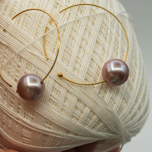 Creolen mit Ming-Süßwasser-Zuchtperlen in 750 Gelbgold