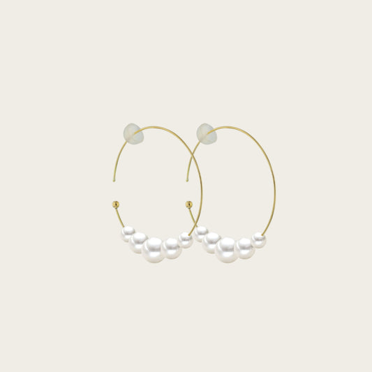 Creolen mit Süßwasser-Zuchtperlen in 750 Gelbgold