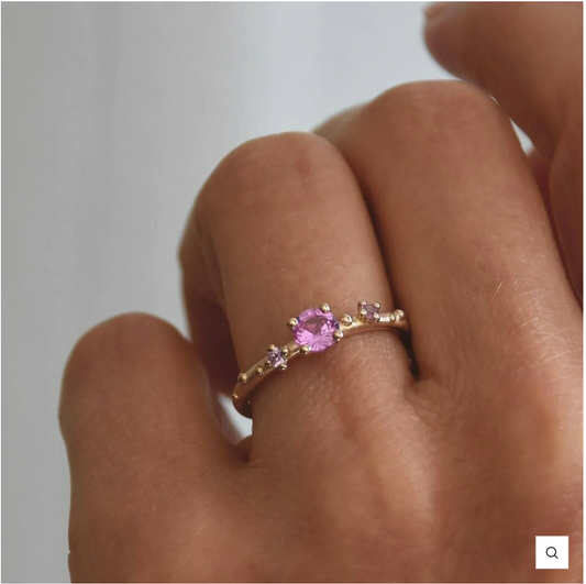 Shine Ring "Pink" in Gold mit Saphiren