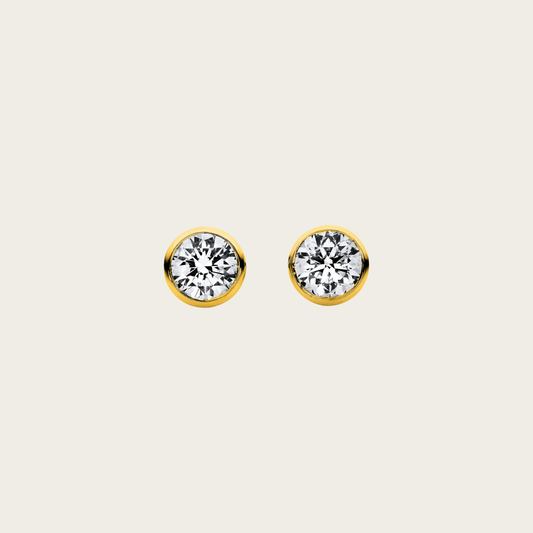 Solitaire Ohrstecker, 750er Gelbgold, mit Brillanten