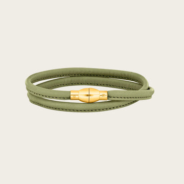Lederarmband in Olivgrün
