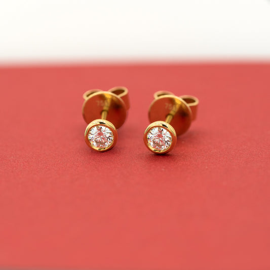 Solitaire Ohrstecker, 750er Gelbgold, mit Brillanten